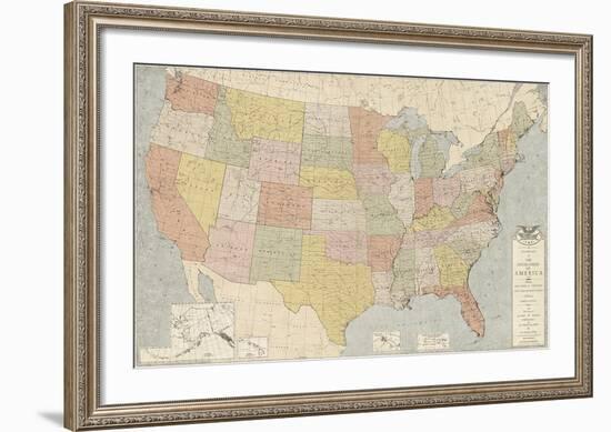 United States Map-The Vintage Collection-Framed Giclee Print