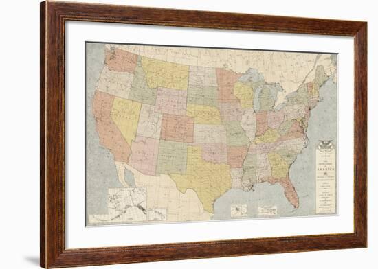 United States Map-The Vintage Collection-Framed Giclee Print