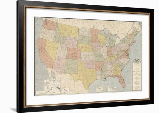 United States Map-The Vintage Collection-Framed Giclee Print