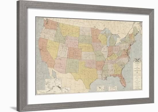 United States Map-The Vintage Collection-Framed Giclee Print