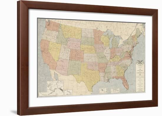 United States Map-The Vintage Collection-Framed Giclee Print