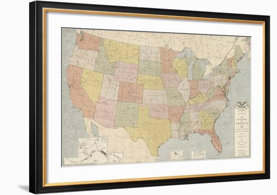 United States Map-The Vintage Collection-Framed Giclee Print