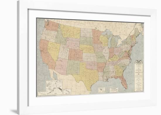 United States Map-The Vintage Collection-Framed Giclee Print