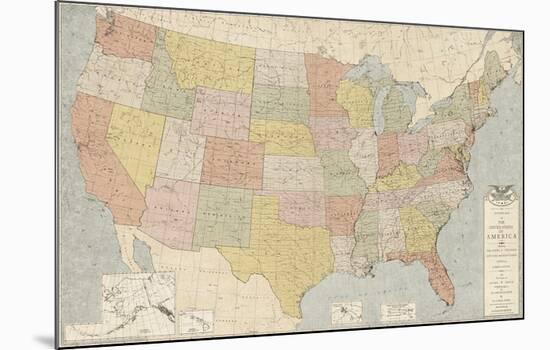 United States Map-The Vintage Collection-Mounted Giclee Print