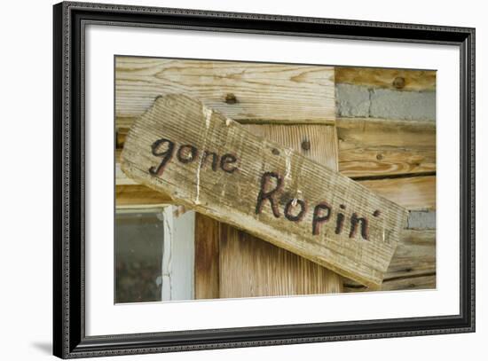 United States, Montana, Nye. Old 'Gone Ropin' Sign at Ranch (PR)-Jamie & Judy Wild-Framed Photographic Print