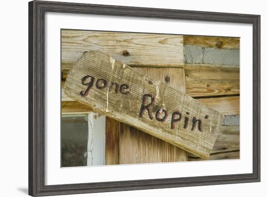 United States, Montana, Nye. Old 'Gone Ropin' Sign at Ranch (PR)-Jamie & Judy Wild-Framed Photographic Print