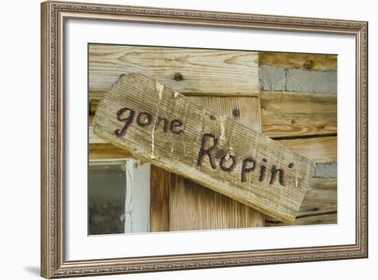 United States, Montana, Nye. Old 'Gone Ropin' Sign at Ranch (PR)-Jamie & Judy Wild-Framed Photographic Print