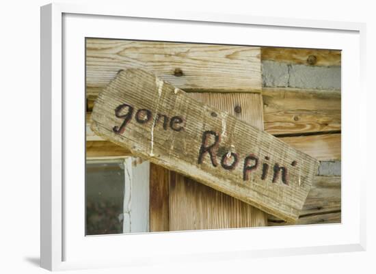 United States, Montana, Nye. Old 'Gone Ropin' Sign at Ranch (PR)-Jamie & Judy Wild-Framed Photographic Print