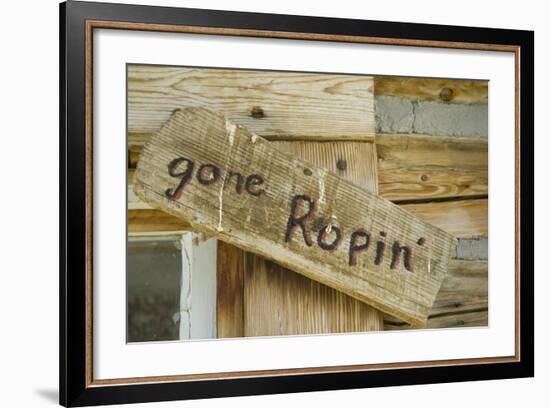 United States, Montana, Nye. Old 'Gone Ropin' Sign at Ranch (PR)-Jamie & Judy Wild-Framed Photographic Print