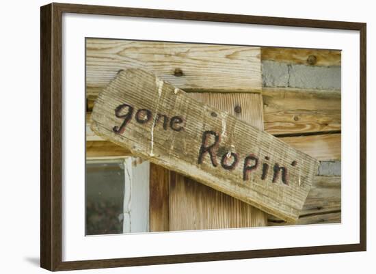 United States, Montana, Nye. Old 'Gone Ropin' Sign at Ranch (PR)-Jamie & Judy Wild-Framed Photographic Print