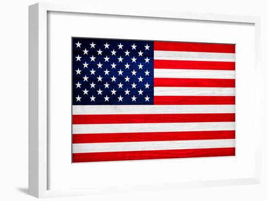 United States of America Flag Design with Wood Patterning - Flags of the World Series-Philippe Hugonnard-Framed Art Print