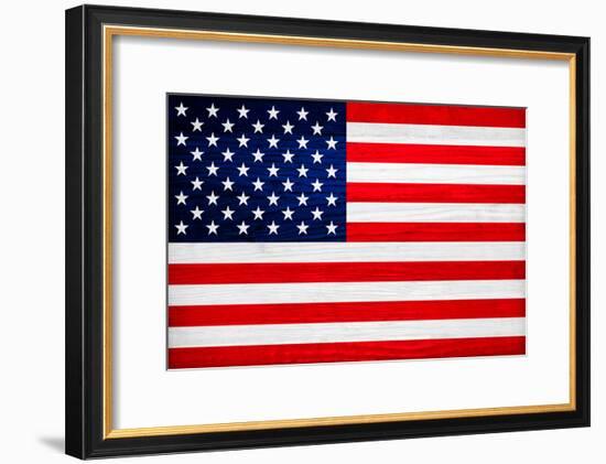 United States of America Flag Design with Wood Patterning - Flags of the World Series-Philippe Hugonnard-Framed Art Print