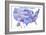 United States of America Map USA Blue Tonal Art Poster Print-null-Framed Art Print