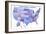 United States of America Map USA Blue Tonal Art Poster Print-null-Framed Art Print