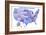 United States of America Map USA Blue Tonal Art Poster Print-null-Framed Art Print