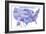 United States of America Map USA Blue Tonal Art Poster Print-null-Framed Art Print