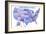 United States of America Map USA Blue Tonal Art Poster Print-null-Framed Art Print