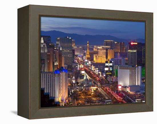 United States of America, Nevada, Las Vegas, Elevated Dusk View of the Hotels and Casinos Along the-Gavin Hellier-Framed Premier Image Canvas