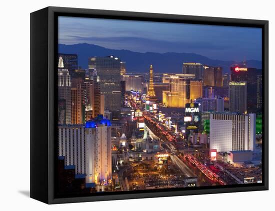 United States of America, Nevada, Las Vegas, Elevated Dusk View of the Hotels and Casinos Along the-Gavin Hellier-Framed Premier Image Canvas