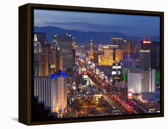 United States of America, Nevada, Las Vegas, Elevated Dusk View of the Hotels and Casinos Along the-Gavin Hellier-Framed Premier Image Canvas