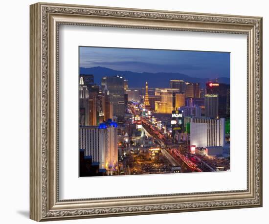 United States of America, Nevada, Las Vegas, Elevated Dusk View of the Hotels and Casinos Along the-Gavin Hellier-Framed Photographic Print