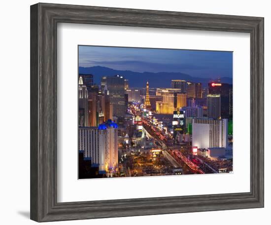 United States of America, Nevada, Las Vegas, Elevated Dusk View of the Hotels and Casinos Along the-Gavin Hellier-Framed Photographic Print