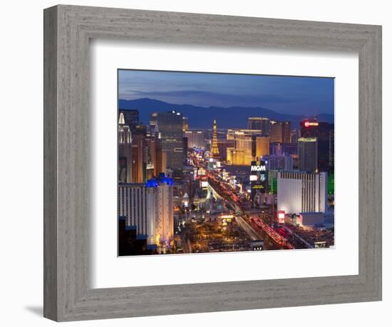 United States of America, Nevada, Las Vegas, Elevated Dusk View of the Hotels and Casinos Along the-Gavin Hellier-Framed Photographic Print