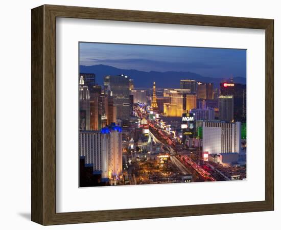 United States of America, Nevada, Las Vegas, Elevated Dusk View of the Hotels and Casinos Along the-Gavin Hellier-Framed Photographic Print