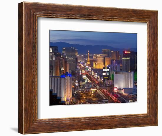 United States of America, Nevada, Las Vegas, Elevated Dusk View of the Hotels and Casinos Along the-Gavin Hellier-Framed Photographic Print