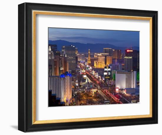 United States of America, Nevada, Las Vegas, Elevated Dusk View of the Hotels and Casinos Along the-Gavin Hellier-Framed Photographic Print