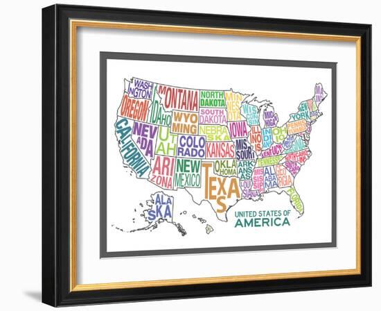 United States of America Stylized Text Map Colorful-null-Framed Premium Giclee Print