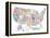 United States of America Stylized Text Map Colorful-null-Framed Stretched Canvas