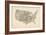 United States Old Sheet Music Map-Michael Tompsett-Framed Art Print