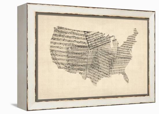 United States Old Sheet Music Map-Michael Tompsett-Framed Stretched Canvas