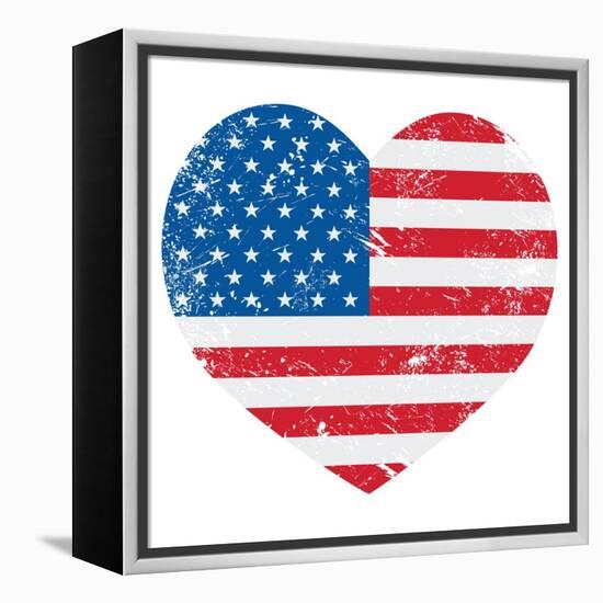 United States On America Retro Heart Flag-RedKoala-Framed Stretched Canvas