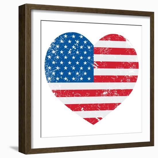 United States On America Retro Heart Flag-RedKoala-Framed Art Print