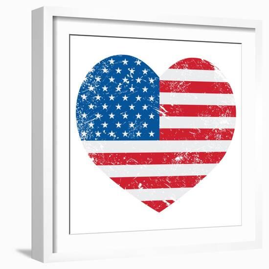 United States On America Retro Heart Flag-RedKoala-Framed Art Print