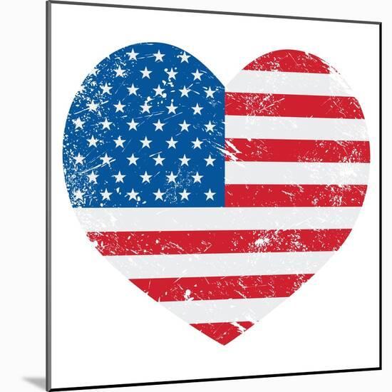 United States On America Retro Heart Flag-RedKoala-Mounted Art Print