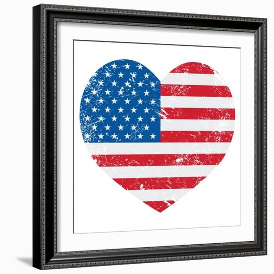 United States On America Retro Heart Flag-RedKoala-Framed Art Print