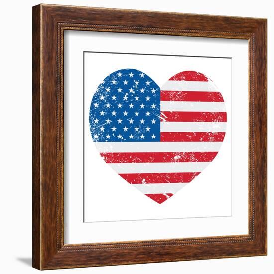 United States On America Retro Heart Flag-RedKoala-Framed Art Print
