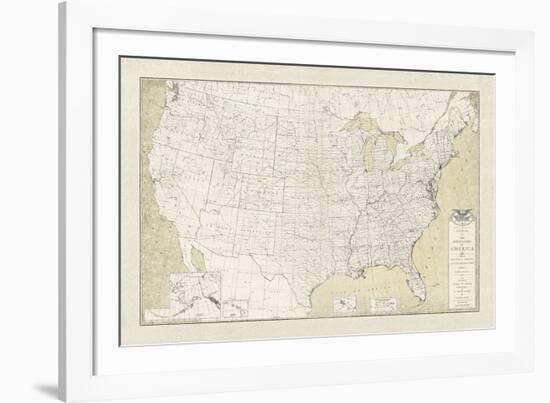 United States Outline Map-The Vintage Collection-Framed Giclee Print