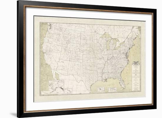 United States Outline Map-The Vintage Collection-Framed Giclee Print