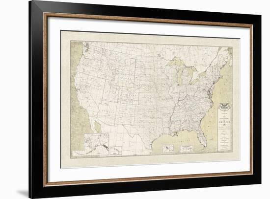 United States Outline Map-The Vintage Collection-Framed Giclee Print