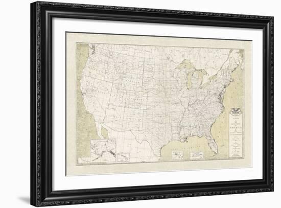 United States Outline Map-The Vintage Collection-Framed Giclee Print