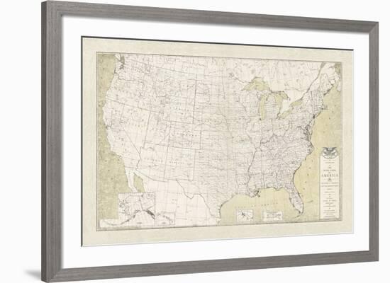 United States Outline Map-The Vintage Collection-Framed Giclee Print