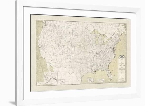 United States Outline Map-The Vintage Collection-Framed Giclee Print