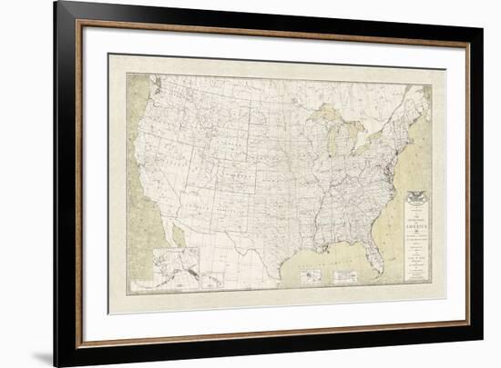 United States Outline Map-The Vintage Collection-Framed Giclee Print