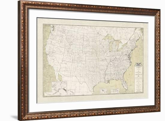 United States Outline Map-The Vintage Collection-Framed Giclee Print