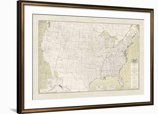 United States Outline Map-The Vintage Collection-Framed Giclee Print