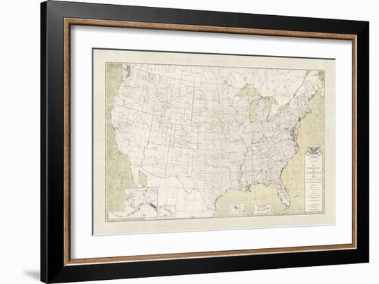 United States Outline Map-The Vintage Collection-Framed Giclee Print